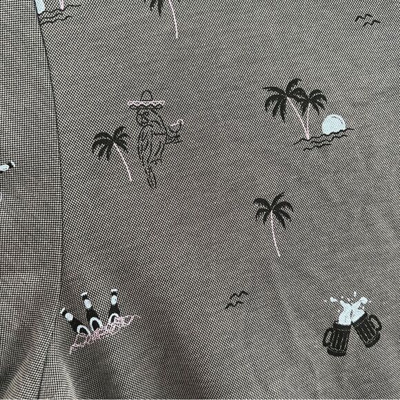 Travis Mathew Shirt Men's Size Large Gray Palm Trees Beer Golf Polo - Picture 3 of 5